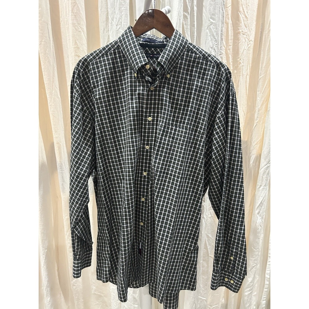 Tommy Hilfiger Mens Plaid Button‎ Up Traditional Poplin Shirt 16 34-35